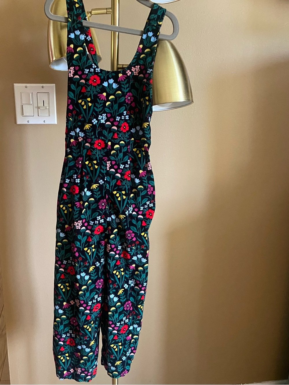 Hanna Andersson Black Floral Jumpsuit with Multicolor Blooms